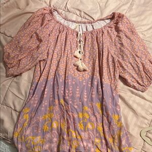 Spell Pink and Yellow Floral Blouse